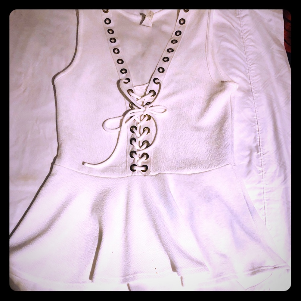 White Peplum Top